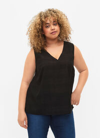 Topp av viskose med struktur, Black, Model