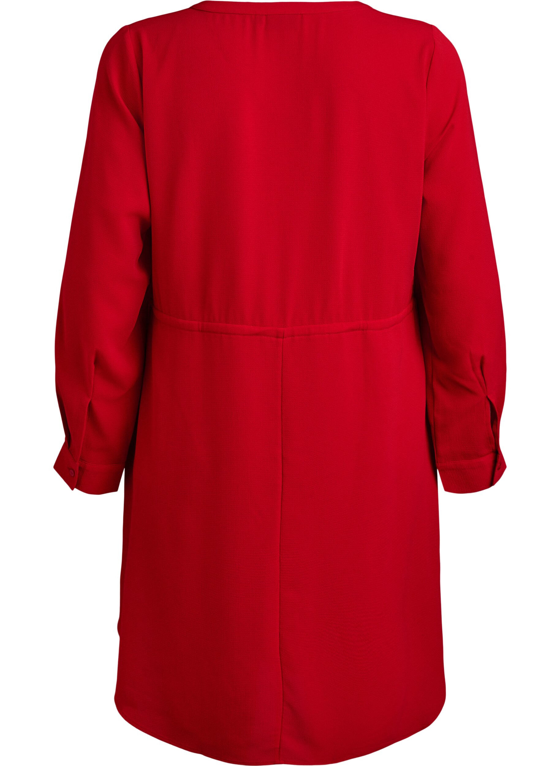 Zizzi Knelang kjole med knytebelte, R&oslash;d, Packshot image number 1