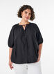 Skjortebluse med knappelukking og knytebelte, Svart, Model image number 0