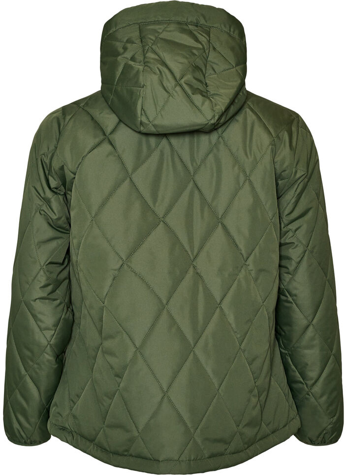 Lett vattert jakke med diamantquilt, Gr&oslash;nn, Packshot image number 1
