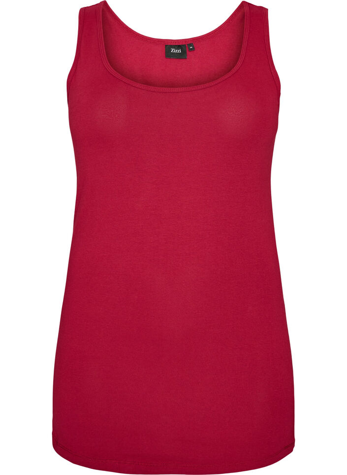 Ensfarget basic topp i bomull, R&oslash;d, Packshot image number 0