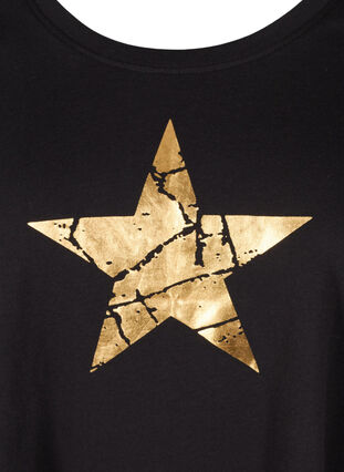 Kortermet T-skjorte i bomull med A-form, Black STAR, Packshot image number 2