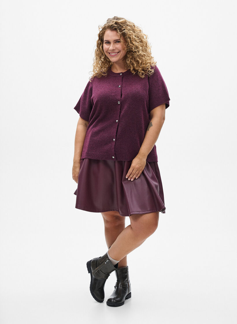 Strikket cardigan med korte ermer, Fig Mel., Model