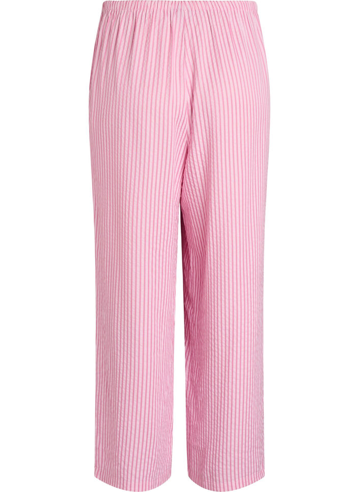 L&oslash;se pyjamasbukser i seersucker med h&oslash;y midje, Rosa, Packshot image number 1