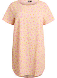 Kort kjole med kr&oslash;llete tekstur og korte ermer, Gul