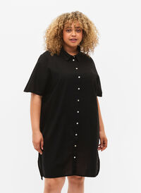 Lang skjorte med korte ermer, Black, Model