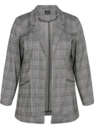 Rutete blazer med detaljer i lurex, Grey check comb., Packshot image number 0