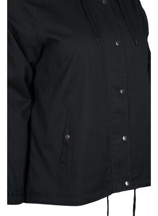 Parkajakke med hette og passepoilerte lommer, Black, Packshot image number 3