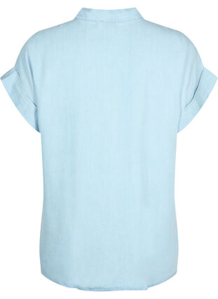 Kortermet skjorte i lyocell (TENCEL™), Light blue denim, Packshot image number 1