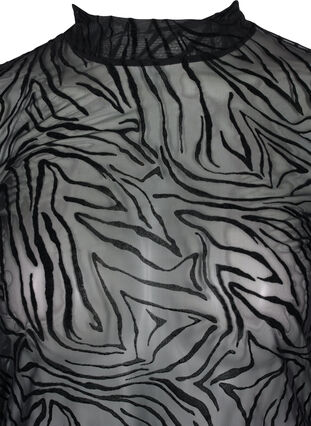 Bluse i mesh med mønster, Black Tiger AOP, Packshot image number 2