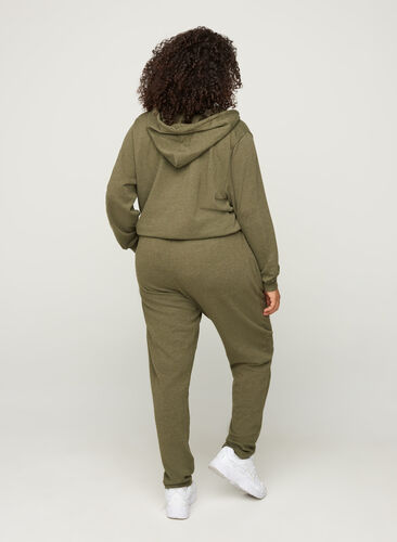Melerte sweatpants med lommer, Ivy green Melange, Model image number 0