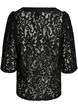 Kortermet bluse med blonder og V-hals, Svart, Packshot image number 1