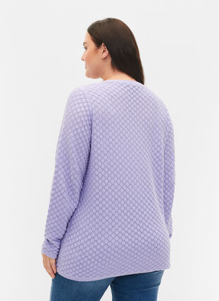 Mønstrete strikkegenser med V-hals, Lavender, Model image number 1