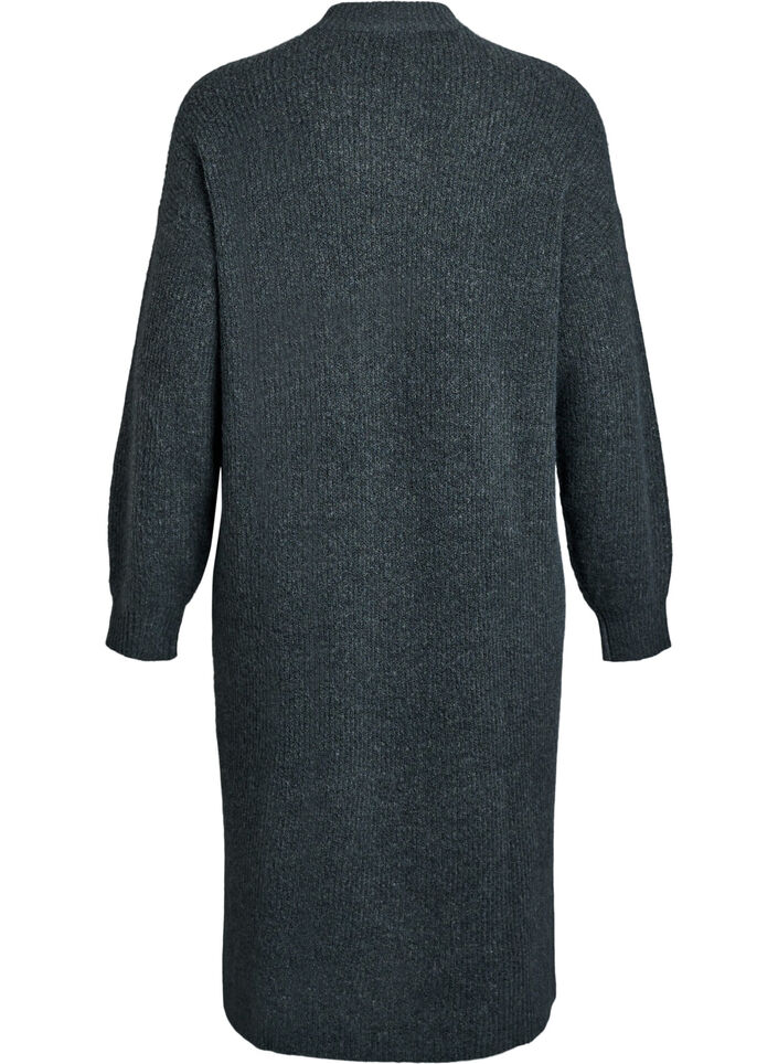 Lang strikkekjole med høy hals, Grønn, Packshot image number 1