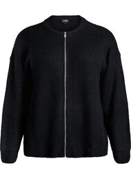 FLASH - Strikket cardigan med glidelås, Black