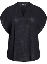 FLASH - Løs bluse med cap-ermer, Svart FLASH - Løs bluse med cap-ermer
