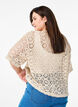 Heklet cardigan med korte ermer, Beige, Model image number 2