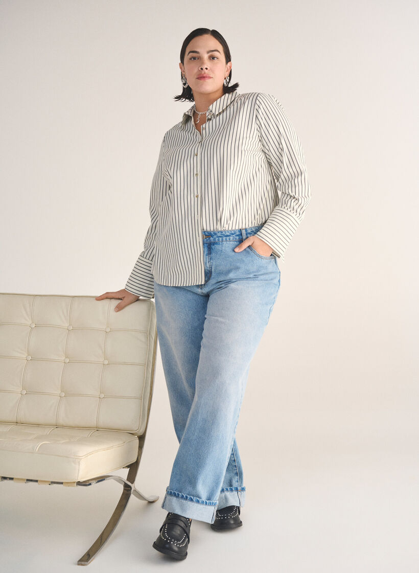 Jeans med vide ben og oppbrett, L.B.Denim, Image