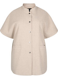 Cape-jakke i ull-look med korte ermer, Simply Taupe Mel. Cape-jakke i ull-look med korte ermer