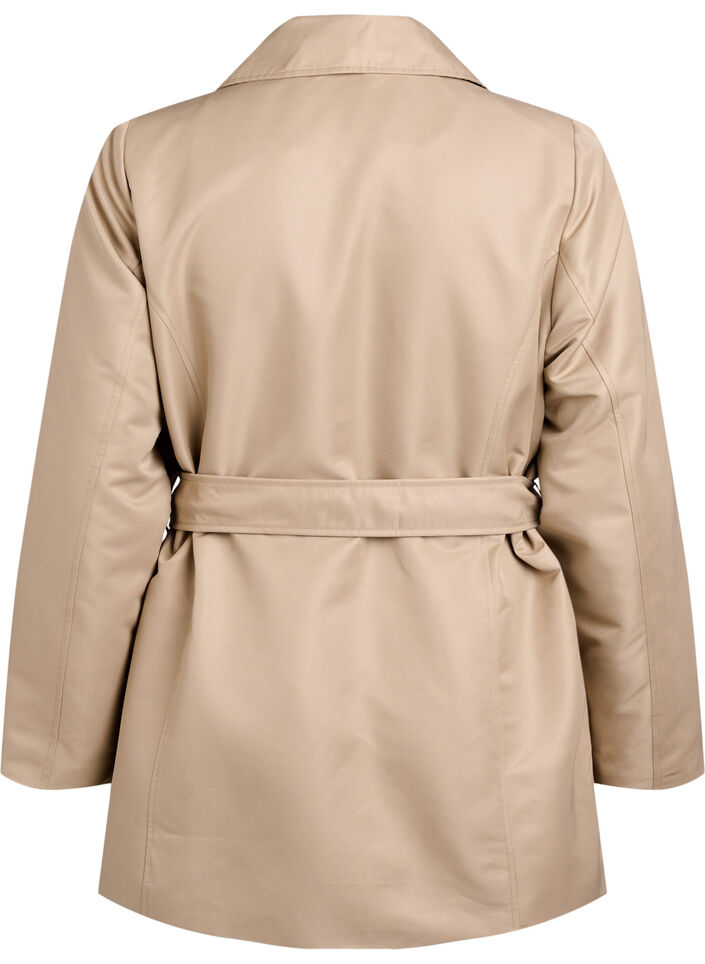 Kort trenchcoat med belte, Coriander, Packshot