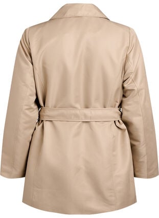 Zizzi Kort trenchcoat med belte, Coriander, Packshot image number 1
