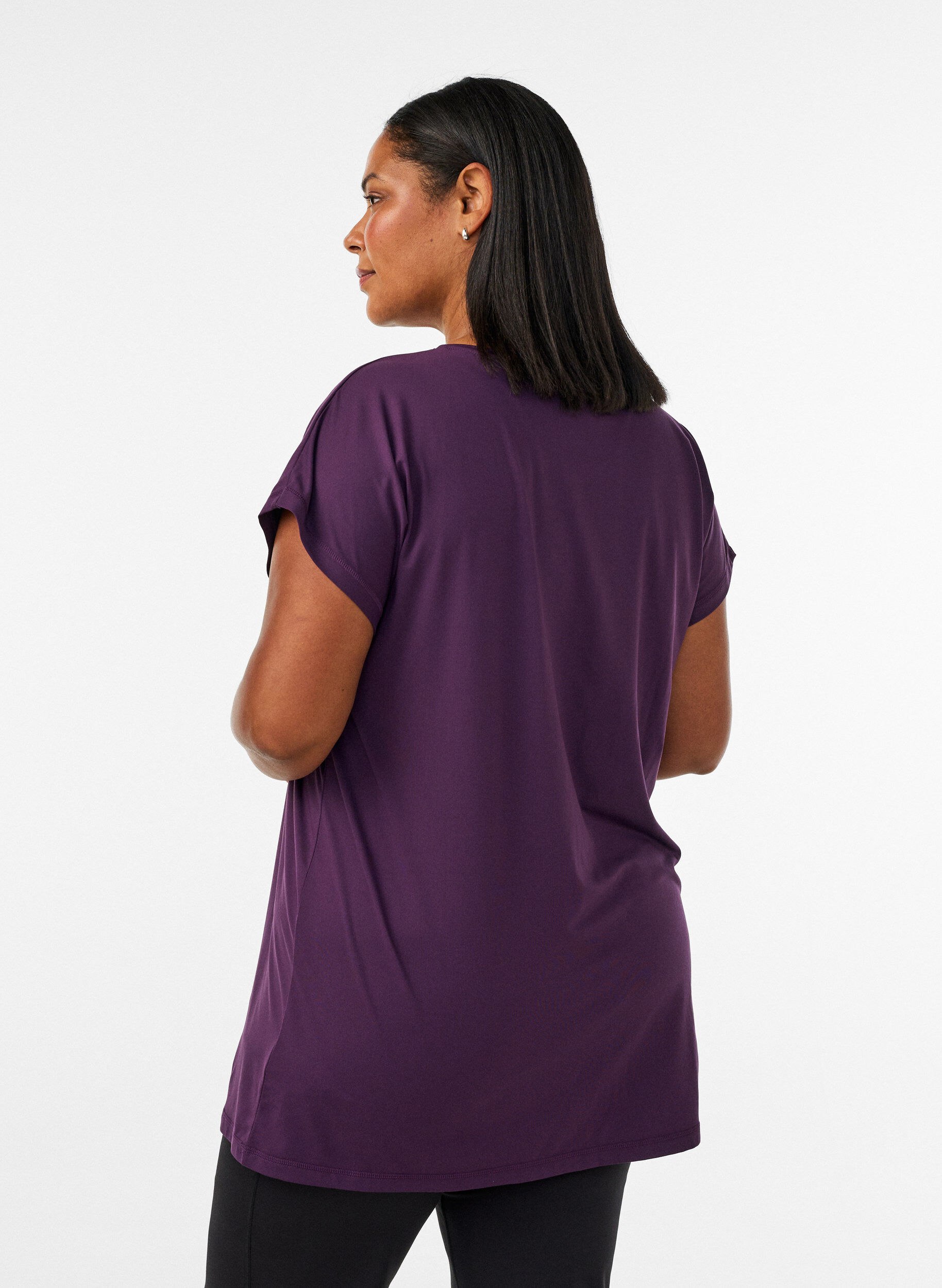 ZizziLang trengings T-skjorte, Lilla, Model image number 2