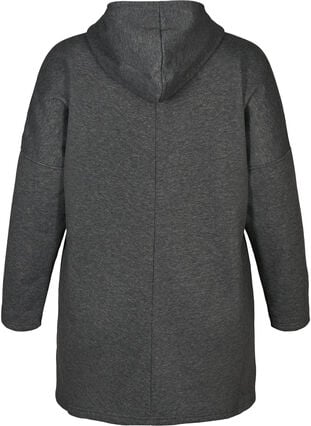 Lang sweatshirt mde hette, Dark Grey Melange, Packshot image number 1