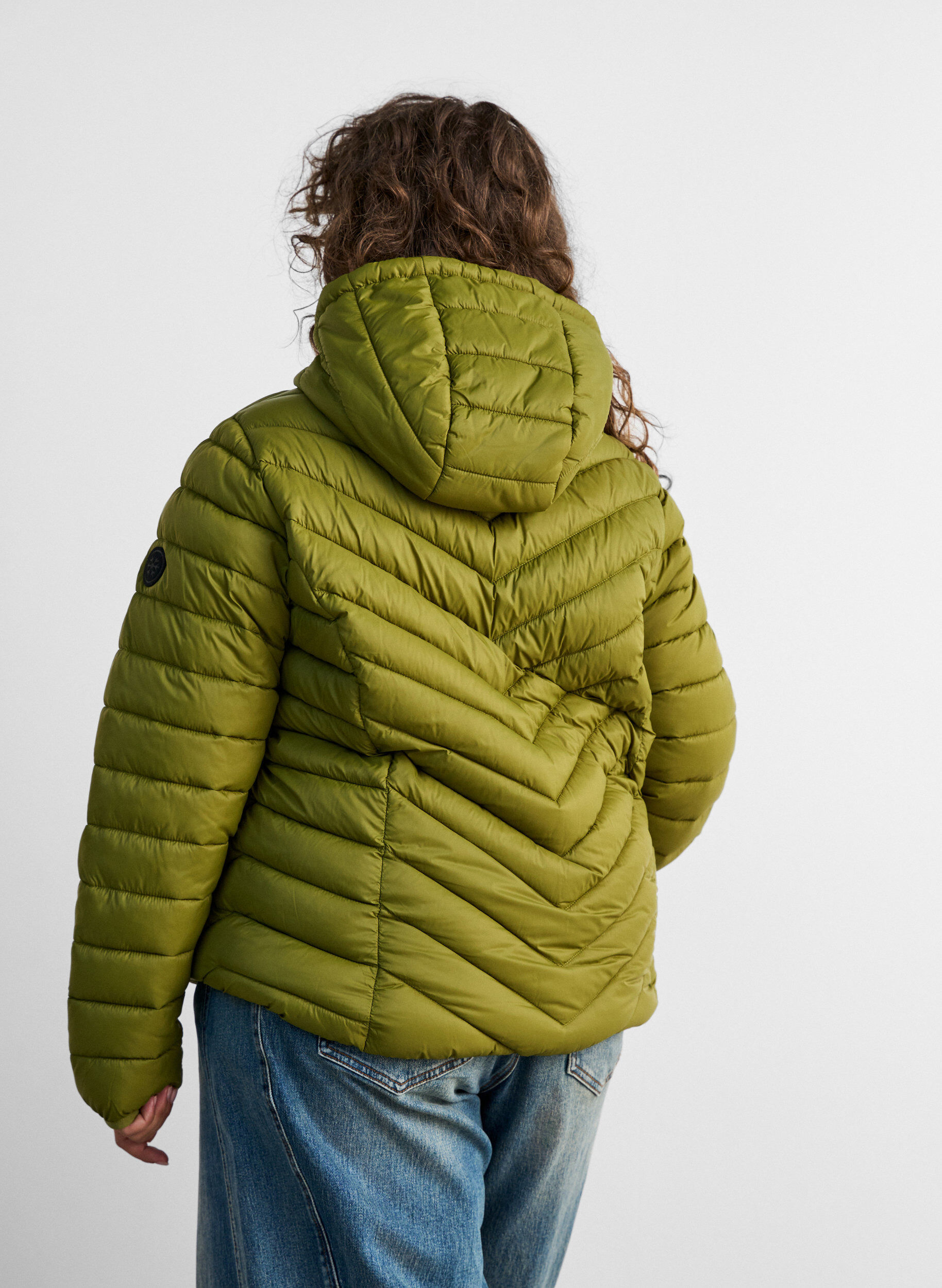 ZizziLett jakke med hette, Gr&oslash;nn, Model image number 2