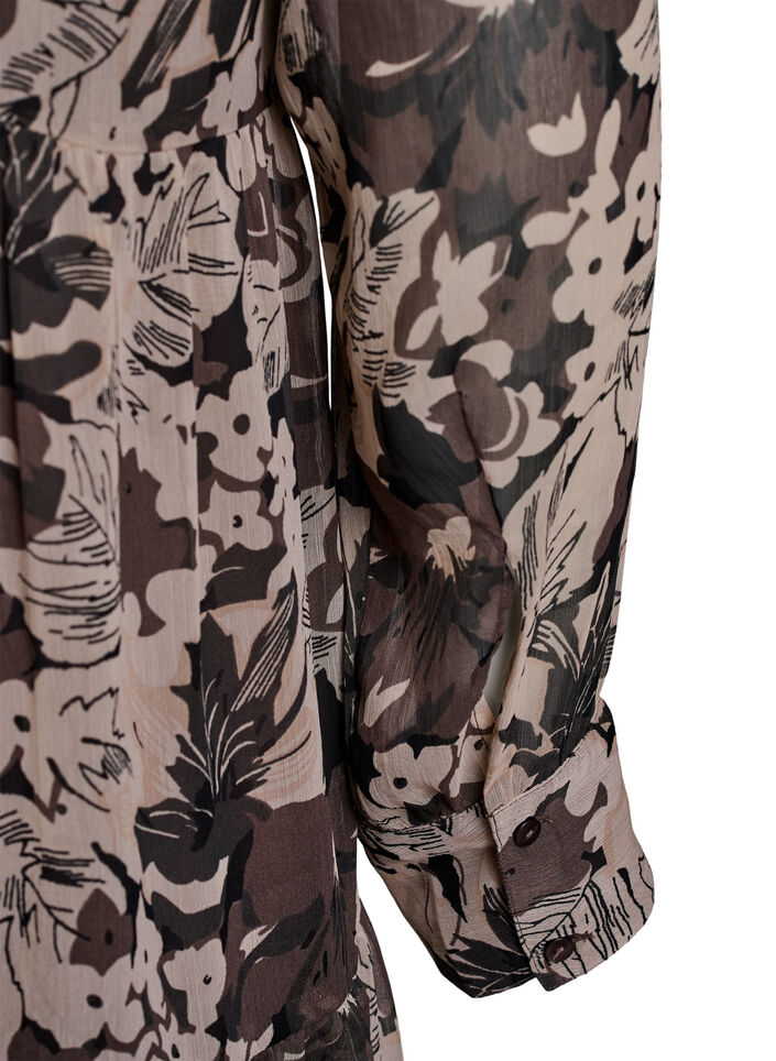 Kort A-linjekjole med blomstertrykk, Black Flower AOP, Packshot