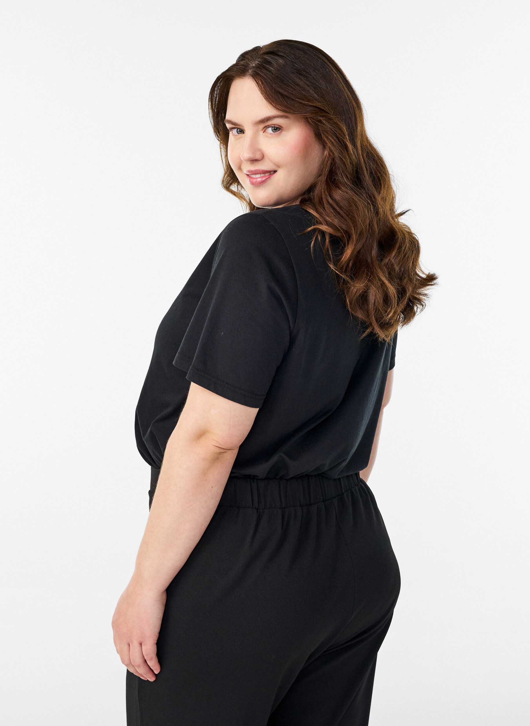 Zizzi T-skjorte med trykk, Svart, Model image number 2