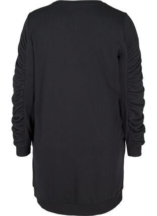 Kjole med lommer og draperinger på ermene, Black, Packshot image number 1