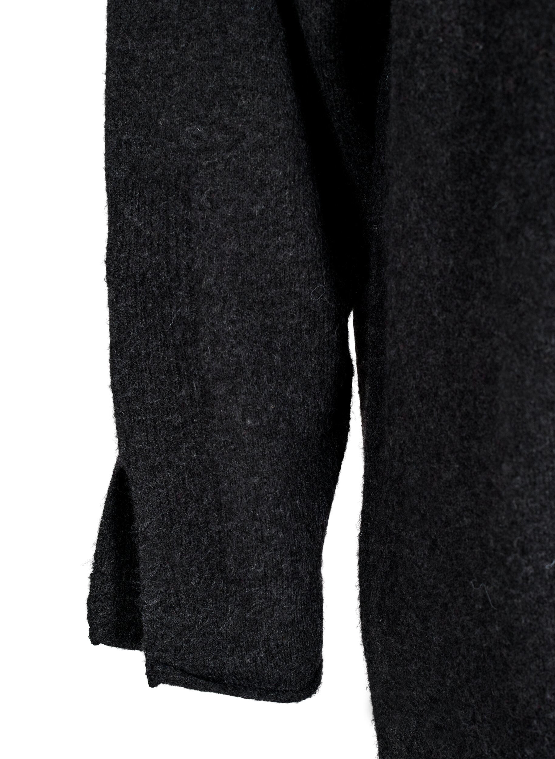 Zizzi Strikket kjole med splitter, Dark Grey Melange, Packshot image number 3