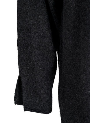 Zizzi Strikket kjole med splitter, Dark Grey Melange, Packshot image number 3