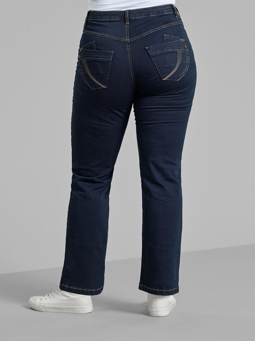 Regular fit Gemma jeans med høyt liv, Blå, Model image number 3