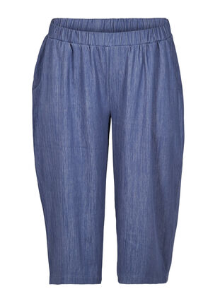3/4 bukser med elastikk, Blue denim, Packshot image number 0