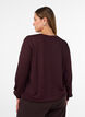 Bluse med vertikal struktur og glittertr&aring;d, R&oslash;d, Model image number 2