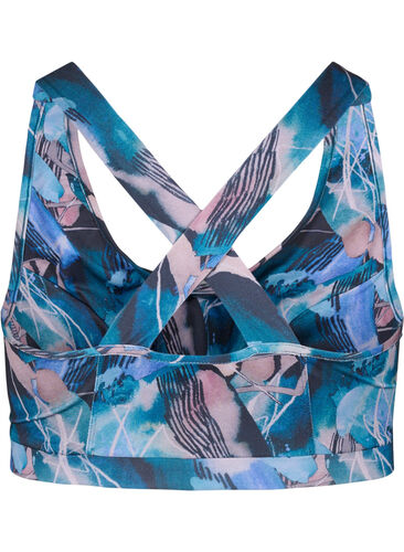 Mønstrete sports-BH med kryssdetalj, Watercolor Print, Packshot image number 1