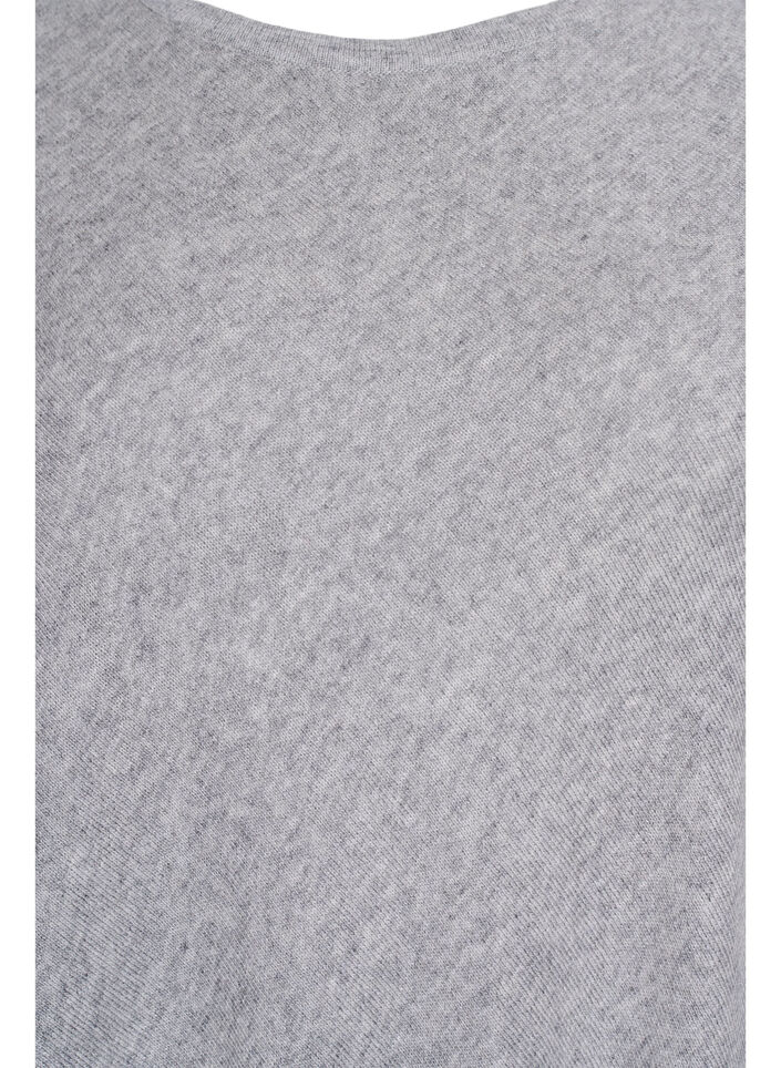 Finstrikket poncho, Light Grey Melange, Packshot