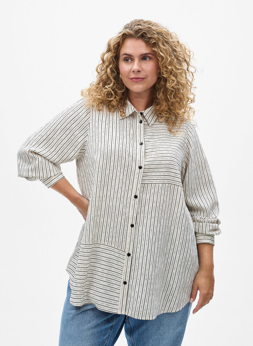 Skjorte med stripemønster, White Stripe, Model