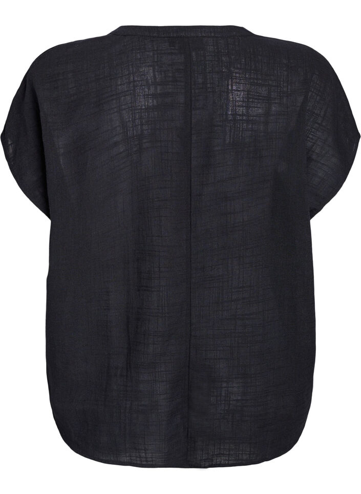 FLASH - Løs bluse med cap-ermer, Svart, Packshot image number 1