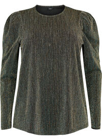 Gullfarget glitterbluse med lange ermer