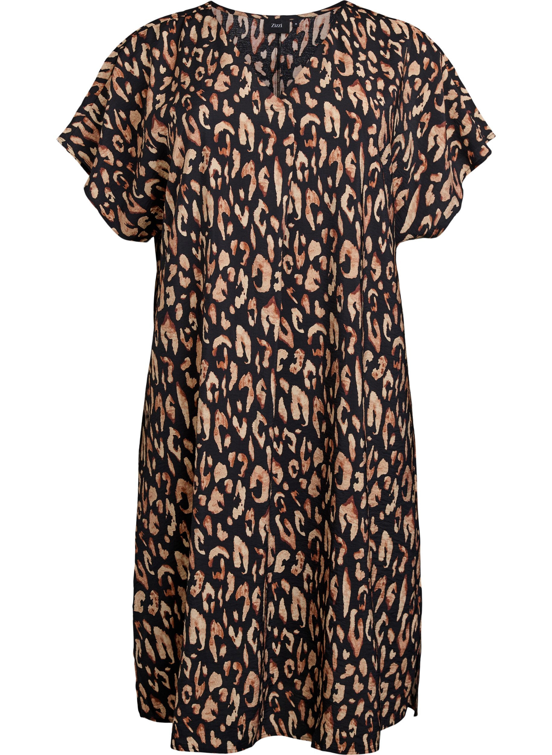 Zizzi Kjole med V-hals i viskose, Svart, Packshot image number 0
