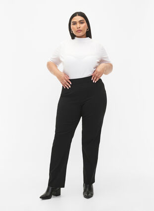 Zizzi Elastisk bukse i viskose, Black, Model image number 0