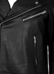 Bikerjakke i skinn med lommer, Black, Packshot image number 2