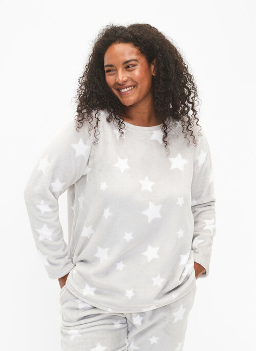 Langermet bluse med stjerner, Grey Star, Model