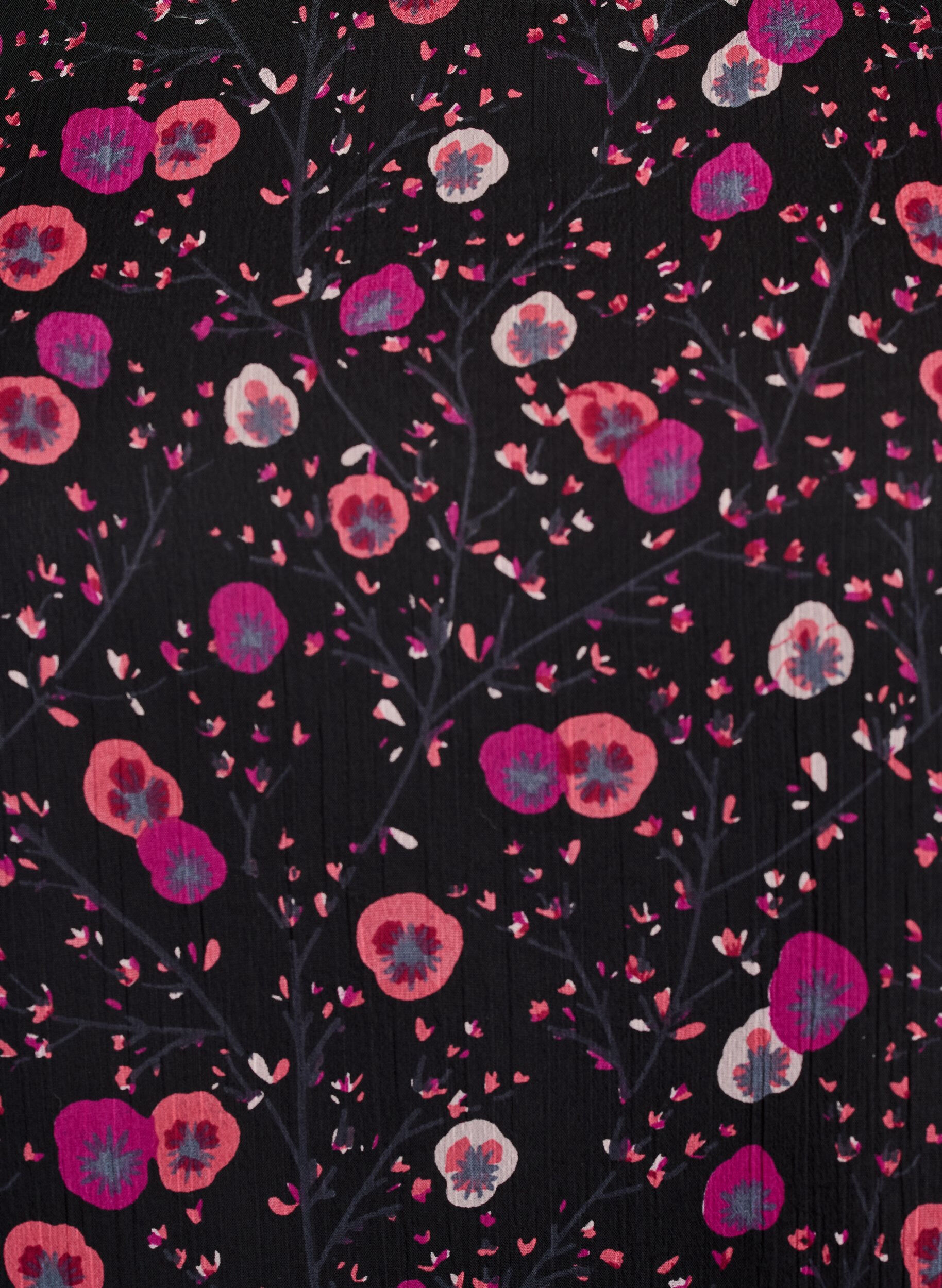 ZizziBlomstret chiffongbluse med gjennomsiktige ermer, Svart, Packshot image number 2