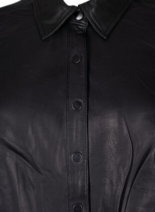 Skinnkjole med lange ermer og knappelukking, Black, Packshot image number 2