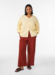 Bluse i lin og viskose med V-hals, Gul, Model image number 1