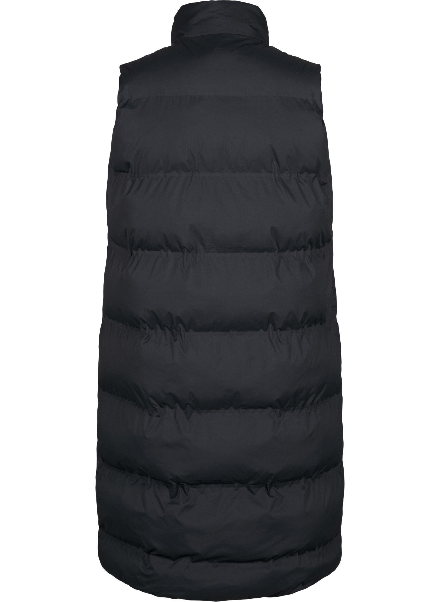 ZizziLang vest med lommer og toveis glidel&aring;s, Svart, Packshot image number 1