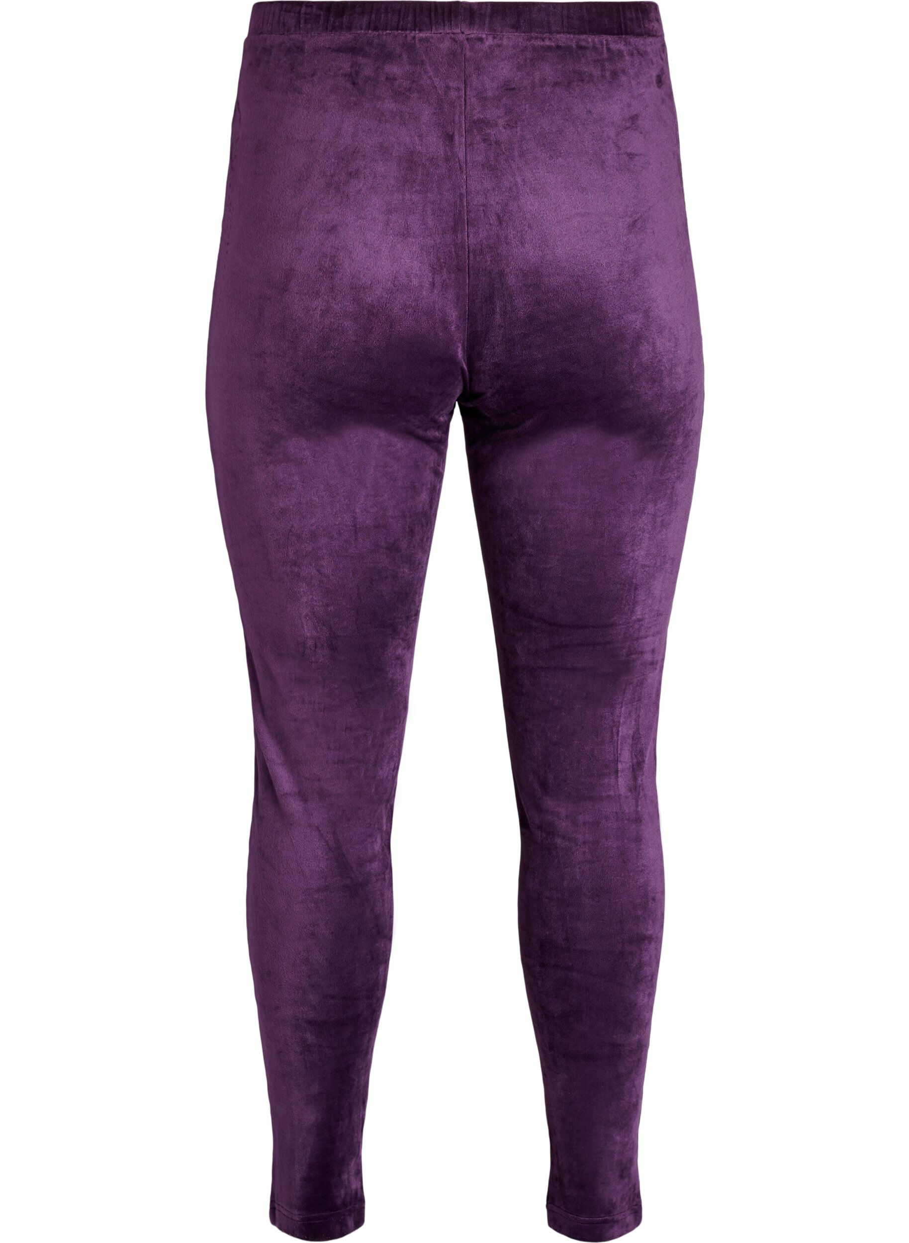 Zizzi Fitted velurleggings, Lilla, Packshot image number 1